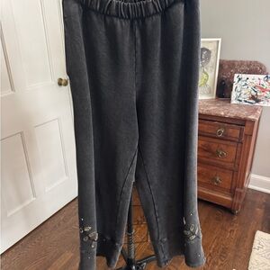 Johnny Was Black Embellished Pants